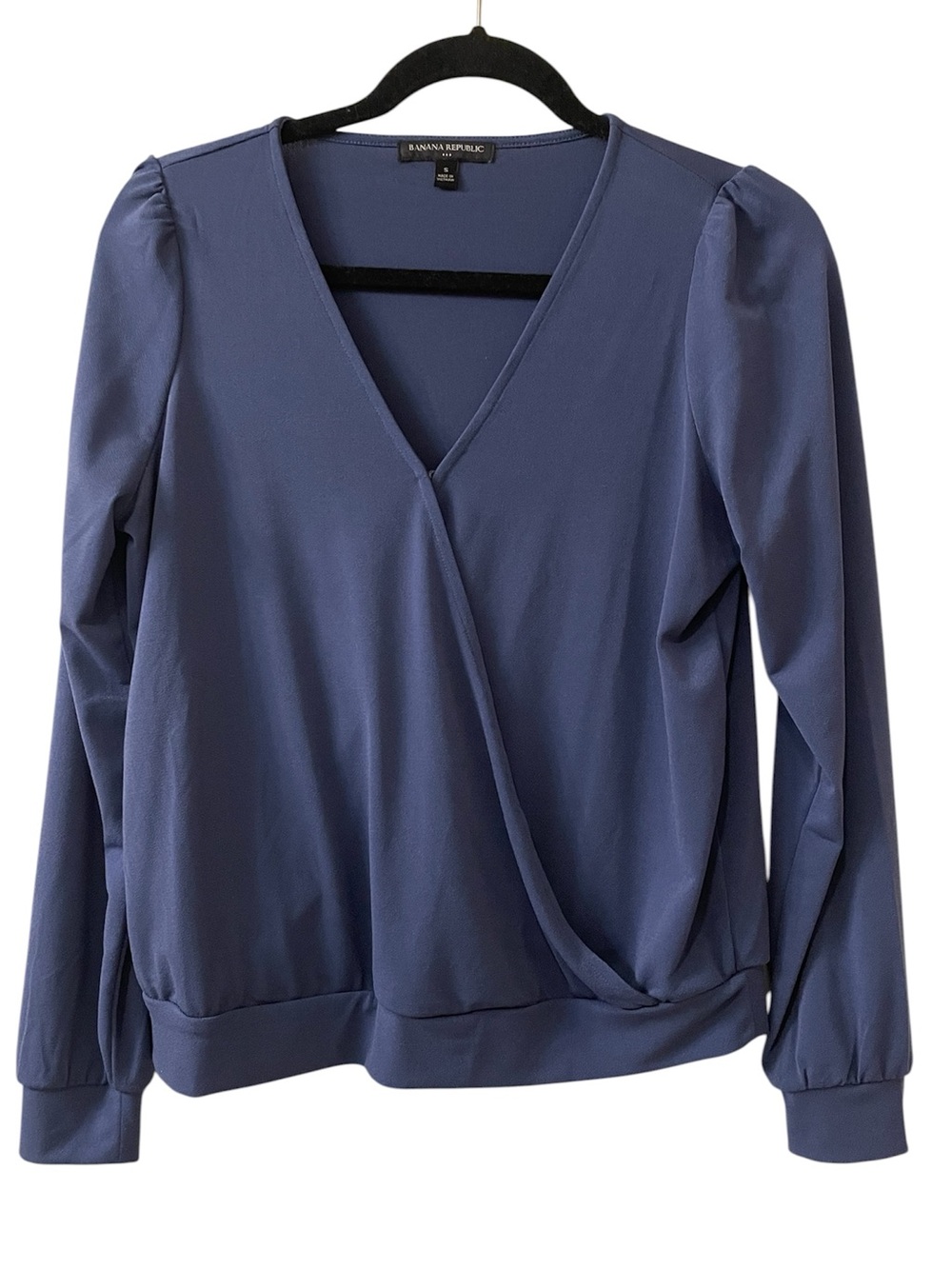 Banana Republic Factory Blue Long Sleeve Faux Wrap Blouse Small